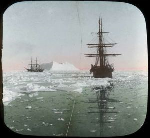 Image: [WINDWARD and ERIK] Melville Bay Whaling Barks in the Pack